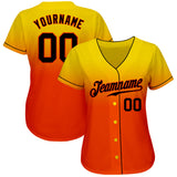 Custom Gold Black-Orange Authentic Fade Fashion Baseball Jersey