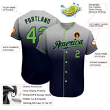 Custom Gray Neon Green-Navy Authentic Fade Fashion Baseball Jersey