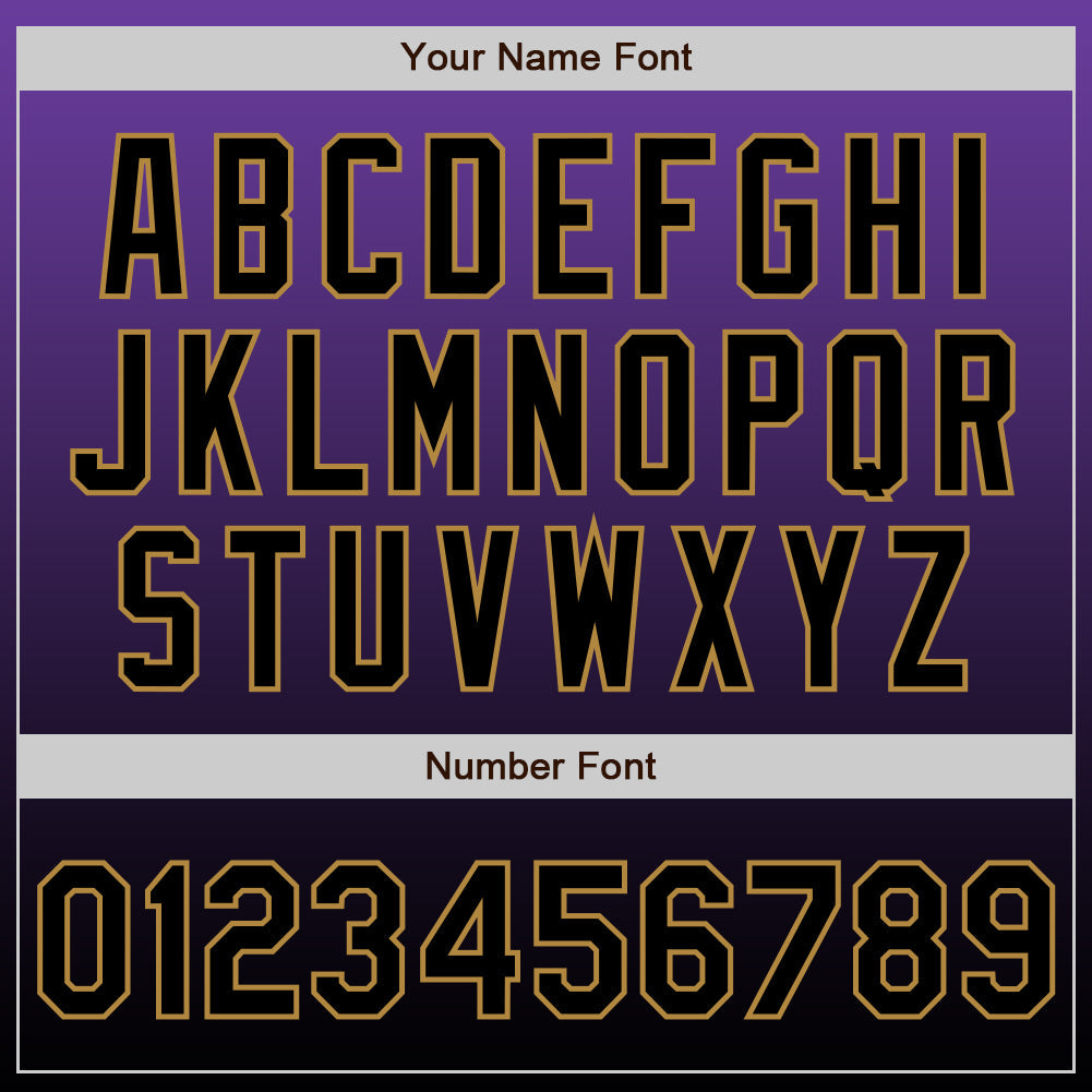 Custom Purple Black-Old Gold Authentic Fade Fashion Baseball Jersey