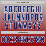 Custom Gray Royal-Red Authentic Fade Fashion Baseball Jersey