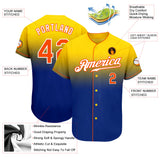 Custom Gold Orange-Royal Authentic Fade Fashion Baseball Jersey