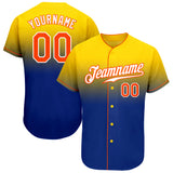 Custom Gold Orange-Royal Authentic Fade Fashion Baseball Jersey