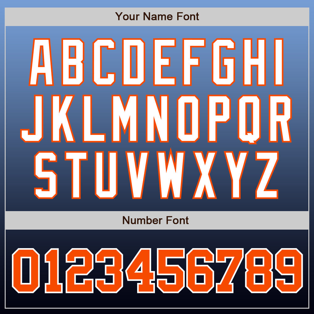 Custom Light Blue Orange-Navy Authentic Fade Fashion Baseball Jersey