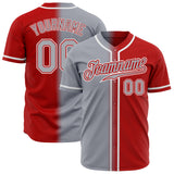 Custom Red Gray-White Authentic Fade Fashion Baseball Jersey