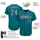 Custom Teal Gray-Navy Authentic Baseball Jersey