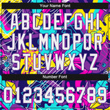 Custom Graffiti Pattern White-Purple 3D Authentic Baseball Jersey