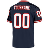 Custom Navy White-Red Mesh Authentic Throwback Football Jersey
