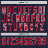 Custom Navy Red-Gray Hockey Jersey