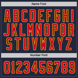 Custom Navy Red-Gold Hockey Jersey