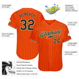 Custom Orange Black Pinstripe Black-Old Gold Authentic Baseball Jersey