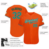 Custom Orange Kelly Green Pinstripe Kelly Green-Black Authentic Baseball Jersey