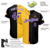 Custom Black Purple-Gold Authentic Split Fashion Baseball Jersey