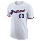 Custom White Royal-Orange Performance T-Shirt