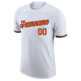 Custom White Orange-Black Performance T-Shirt