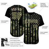 Custom Olive Olive-Cream 3D American Flag Authentic Salute To Service Baseball Jersey