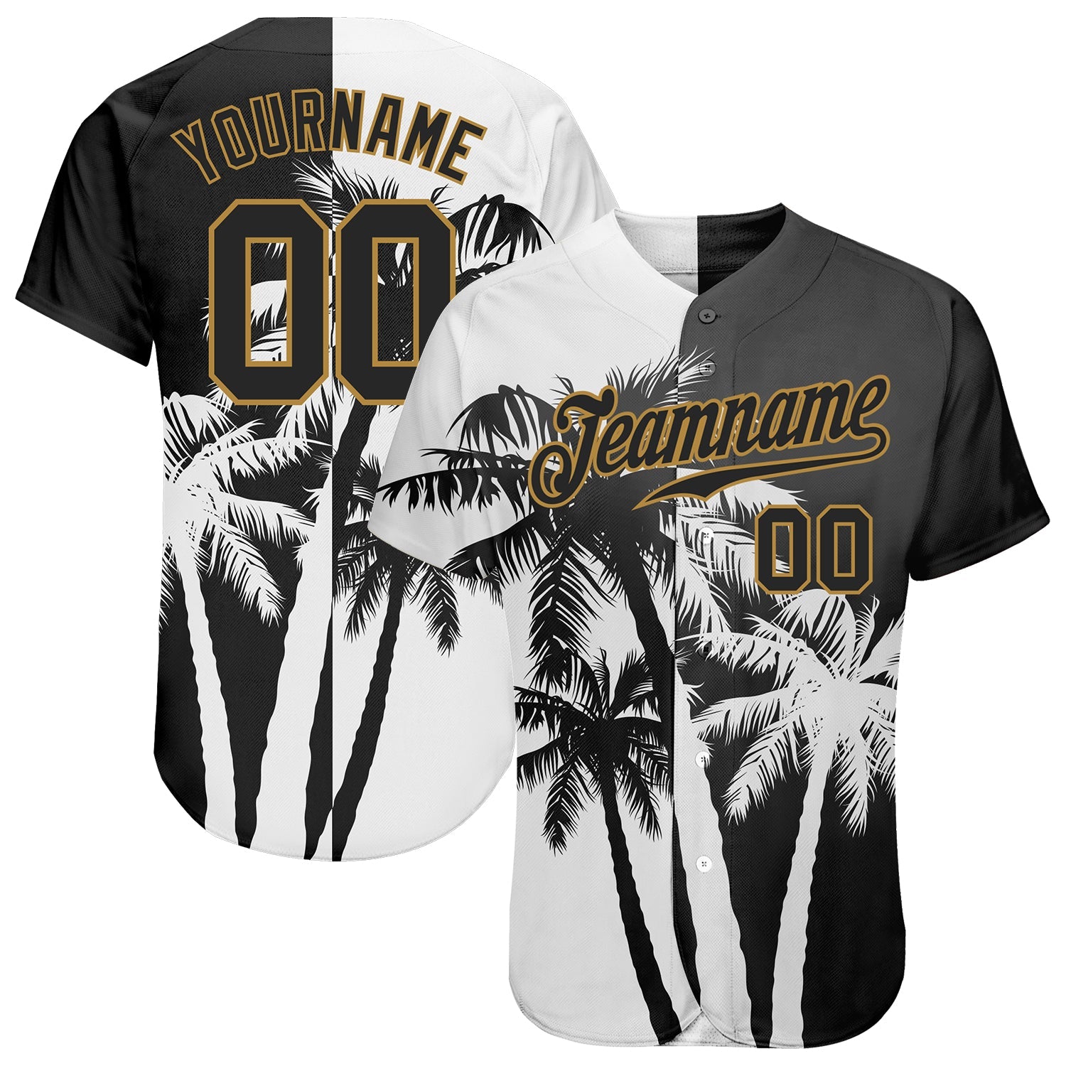 Custom Old Gold Black-White Authentic Baseball Jersey