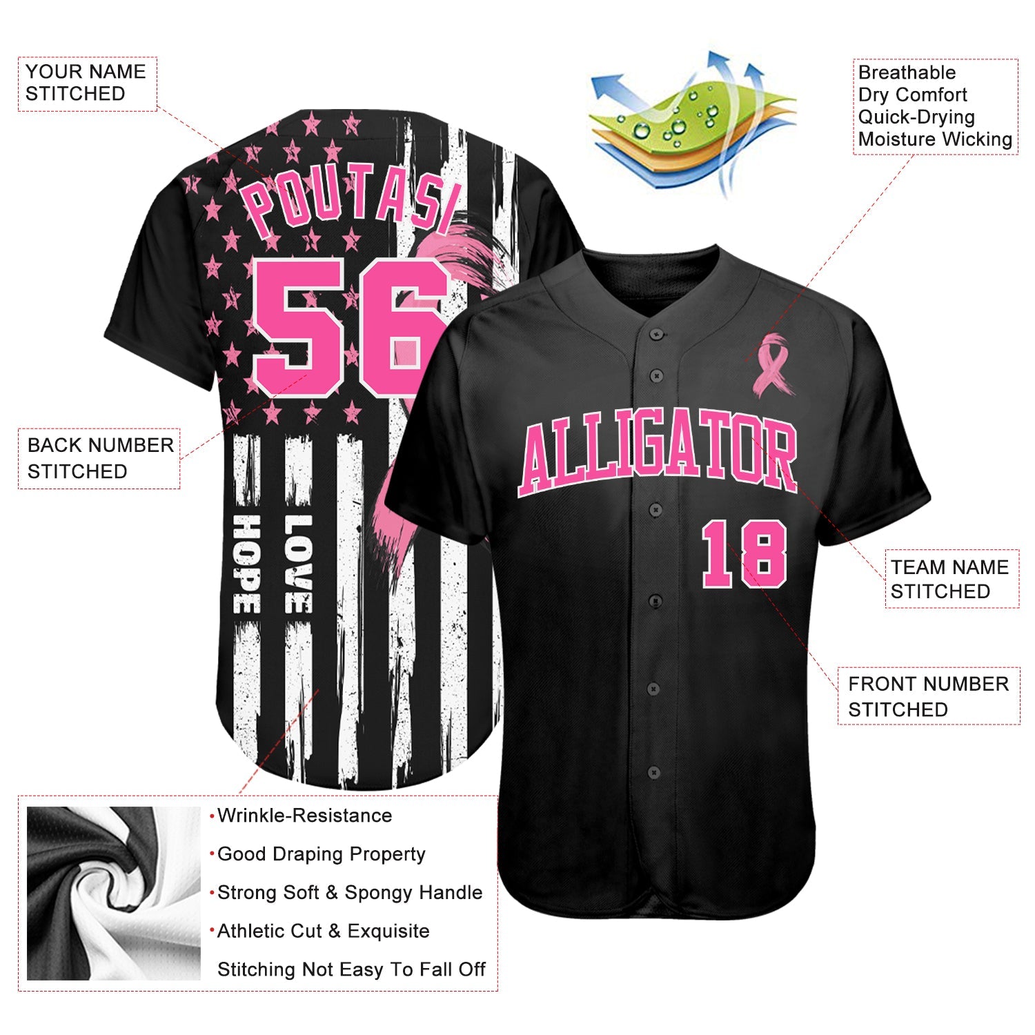 Custom Pink Black Sublimation Soccer Uniform Jersey Discount – snapmade