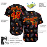 Custom 3D Pattern Halloween Skulls And Palm Leaves Authentic Baseball Jersey