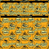 Custom Stitched Gold Gold-Black 3D Pattern Smiling Pumpkin Halloween Sports Pullover Sweatshirt Hoodie
