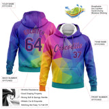 Custom Stitched Gold Purple-Pink 3D Pattern Design Abstract Rainbow Sports Pullover Sweatshirt Hoodie