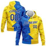 Custom Stitched Gold Royal-White 3D Pattern Design Ukrainian Flag Sports Pullover Sweatshirt Hoodie