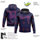 Custom Stitched Navy Purple-Pink 3D Pattern Design Sports Pullover Sweatshirt Hoodie