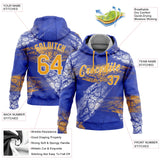 Custom Stitched Royal Gold-White 3D Pattern Design Sports Pullover Sweatshirt Hoodie