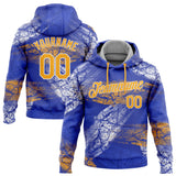 Custom Stitched Royal Gold-White 3D Pattern Design Sports Pullover Sweatshirt Hoodie