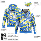 Custom Stitched Light Blue White Gold-Royal 3D Pattern Design Sports Pullover Sweatshirt Hoodie