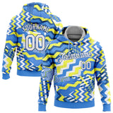 Custom Stitched Light Blue White Gold-Royal 3D Pattern Design Sports Pullover Sweatshirt Hoodie