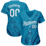 Custom Teal White-Black 3D Pattern Design Authentic Baseball Jersey