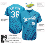 Custom Teal White-Black 3D Pattern Design Authentic Baseball Jersey