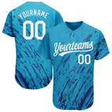Custom Teal White-Black 3D Pattern Design Authentic Baseball Jersey