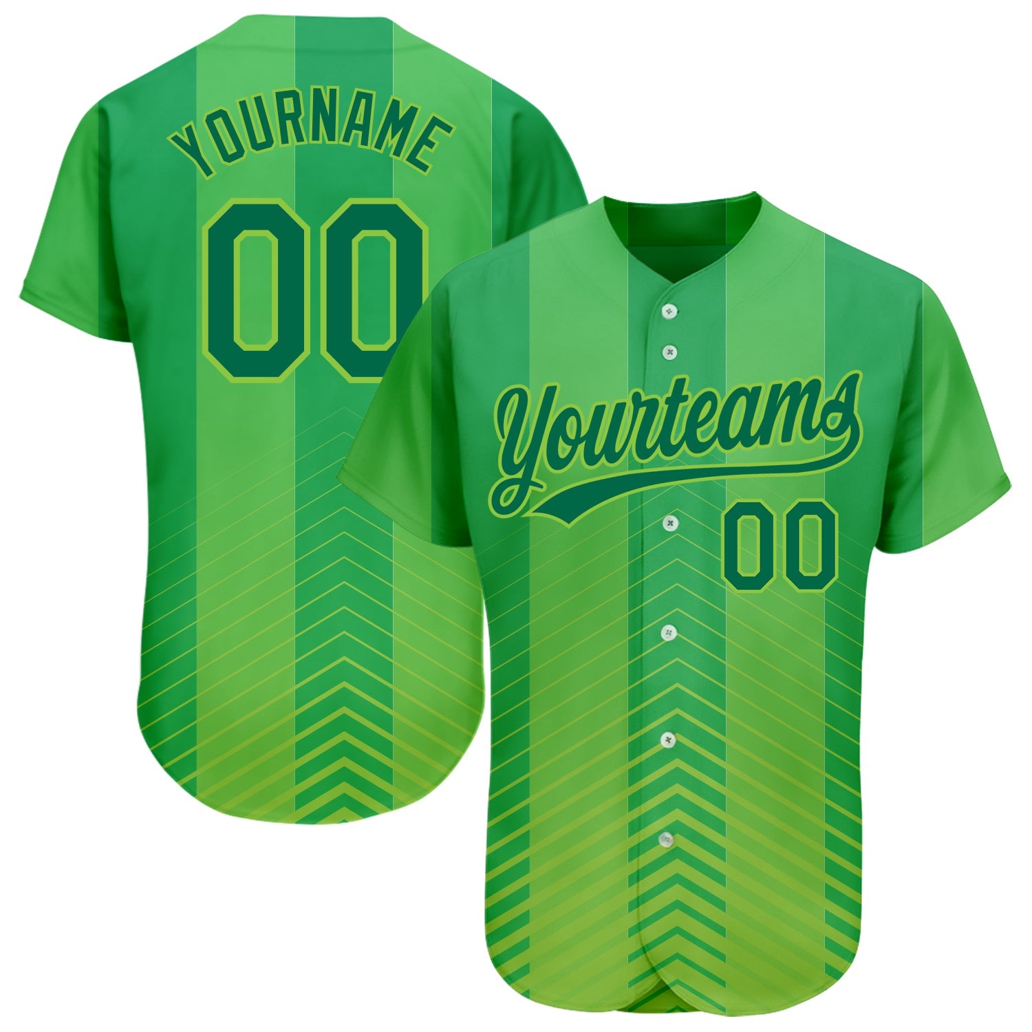 Custom Neon Green Kelly Green 3D Pattern Design Authentic Baseball Jersey