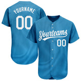 Custom Light Blue White 3D Pattern Design Authentic Baseball Jersey