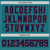 Custom Teal Navy-Red Authentic Baseball Jersey
