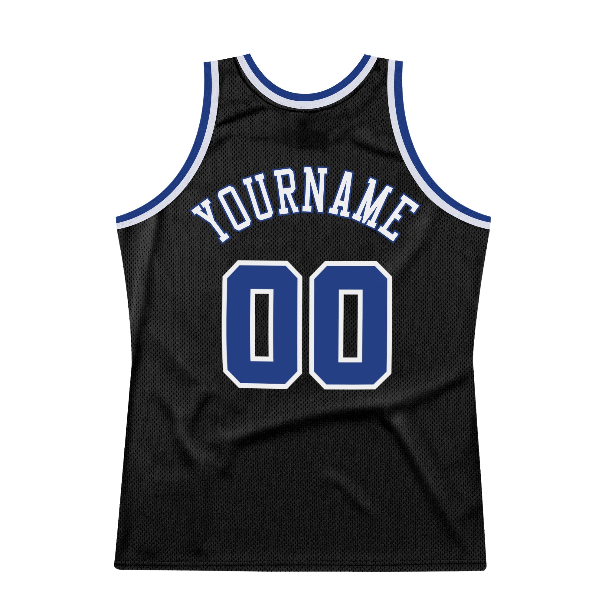 Custom Black Royal-White Authentic Throwback Basketball Jersey