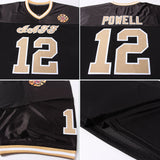 Custom Black Old Gold-White Mesh Authentic Throwback Football Jersey