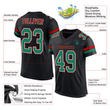 Custom Black Kelly Green-Red Mesh Authentic Football Jersey