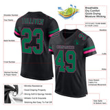 Custom Black Kelly Green-Pink Mesh Authentic Football Jersey