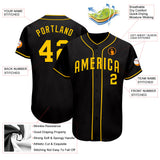 Custom Black Gold Authentic Baseball Jersey