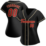 Custom Black Red-Cream Authentic Baseball Jersey