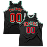 Custom Black Red-Kelly Green Authentic Throwback Basketball Jersey