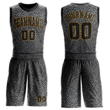 Custom Black Black-Old Gold Round Neck Sublimation Basketball Suit Jersey