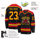 Custom Black Gold-Red Hockey Jersey