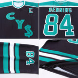 Custom Black Kelly Green-White Hockey Jersey