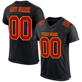 Custom Black Red-Gold Mesh Authentic Football Jersey