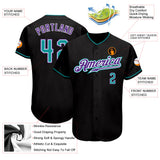 Custom Black Teal-Purple Authentic Baseball Jersey
