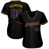 Custom Black Purple-Gold Authentic Baseball Jersey