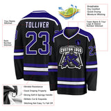 Custom Black Purple-White Hockey Jersey